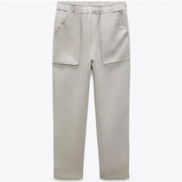 ZARA High Rise Slouchy Tapered Pants – Ivory, Size Small - Picture 2 of 14